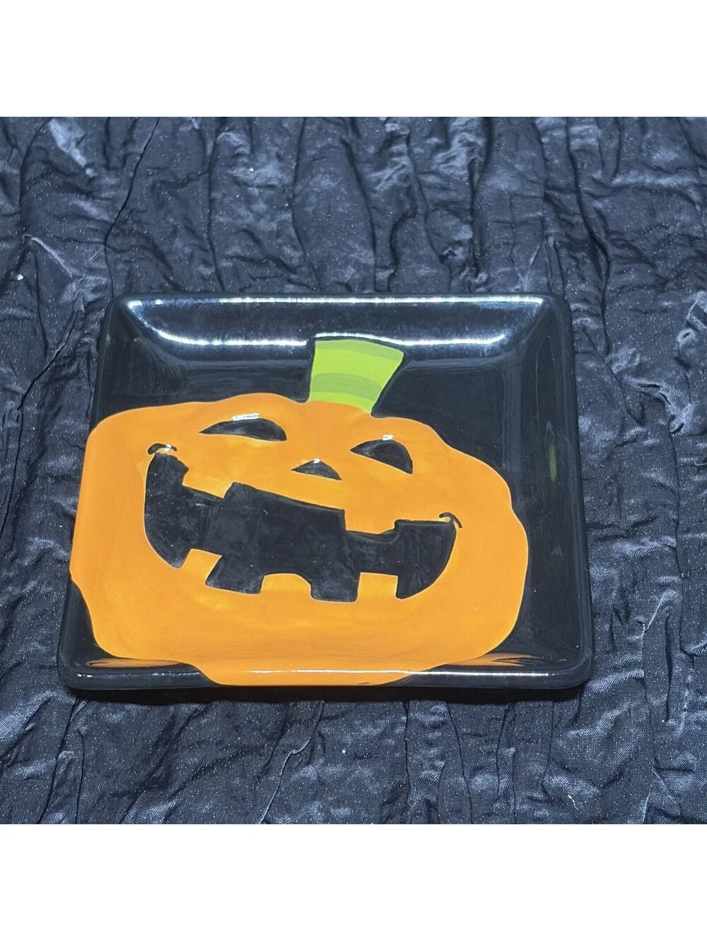Vintage Laughing Jack O Lantern Pattern Appetizer Candy Dish Plate